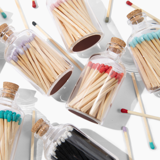 Colorful Apothecary Glass Jar of Matches (7 Color Options): Black & White