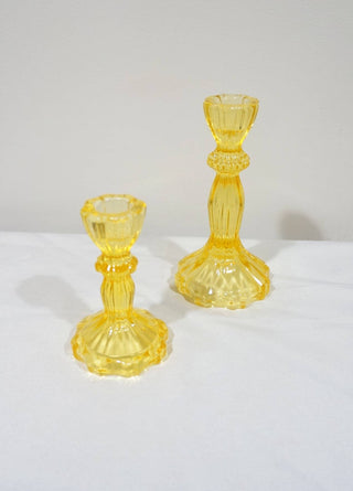 Glass Candlestick Holder, Taper Candle Stand, Tabletop Decor: Red Large