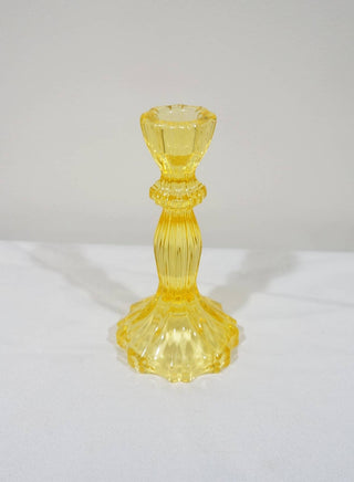 Glass Candlestick Holder, Taper Candle Stand, Tabletop Decor: Red Large
