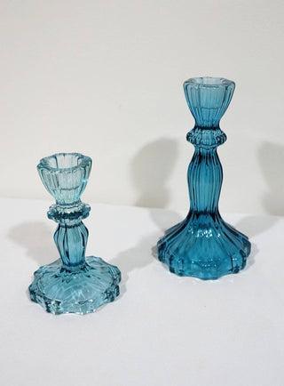 Glass Candlestick Holder, Taper Candle Stand, Tabletop Decor: Red Large