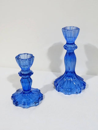 Glass Candlestick Holder, Taper Candle Stand, Tabletop Decor: Red Large