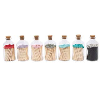Colorful Apothecary Glass Jar of Matches (7 Color Options): Light Blue
