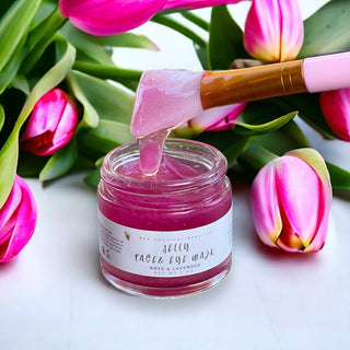 ROSE & LAVENDER JELLY FACE/UNDER EYE MASK: 1 oz glass jar