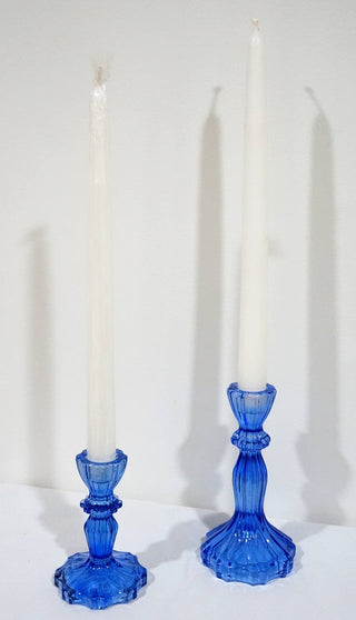 Glass Candlestick Holder, Taper Candle Stand, Tabletop Decor: Red Large