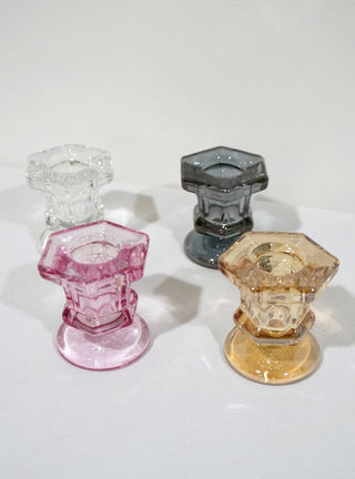 Glass Candlestick Holders Taper Candle Holders Tabletop: Mauve