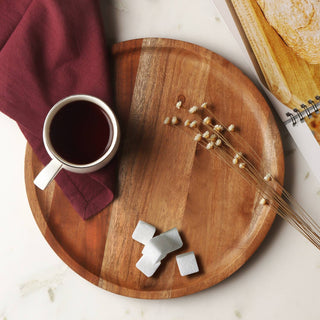 WOOD ROUND TRAY - 71689