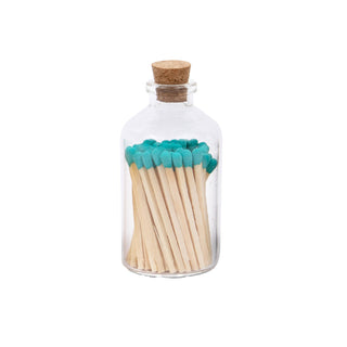Colorful Apothecary Glass Jar of Matches (7 Color Options): Light Blue
