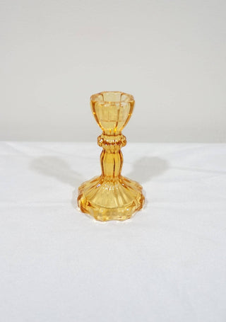 Glass Candlestick Holder, Taper Candle Stand, Tabletop Decor: Red Large