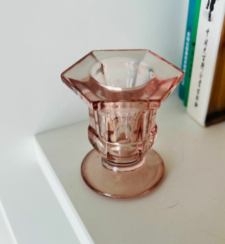 Glass Candlestick Holders Taper Candle Holders Tabletop: Mauve
