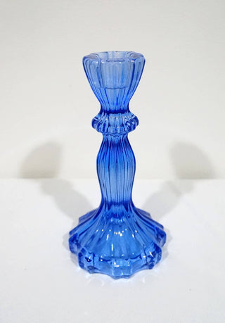 Glass Candlestick Holder, Taper Candle Stand, Tabletop Decor: Red Large