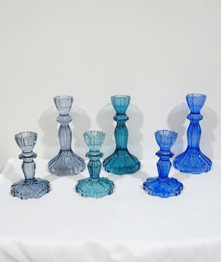 Glass Candlestick Holder, Taper Candle Stand, Tabletop Decor: Red Large