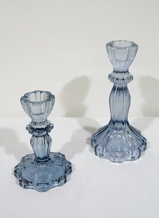 Glass Candlestick Holder, Taper Candle Stand, Tabletop Decor: Red Large