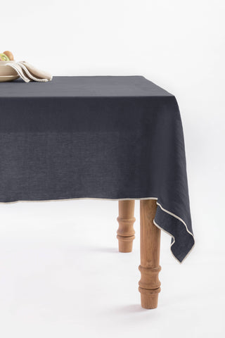 Linen Natural Needled Tablecloth: Moody Blue / 79"X55" / 200X140 CM