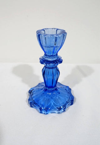 Glass Candlestick Holder, Taper Candle Stand, Tabletop Decor: Red Large
