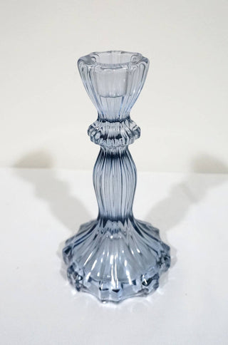 Glass Candlestick Holder, Taper Candle Stand, Tabletop Decor: Orange Large
