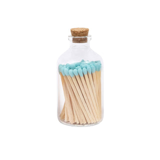Colorful Apothecary Glass Jar of Matches (7 Color Options): Light Blue