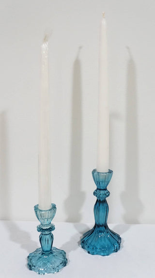 Glass Candlestick Holder, Taper Candle Stand, Tabletop Decor: Red Large