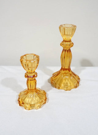 Glass Candlestick Holder, Taper Candle Stand, Tabletop Decor: Red Large