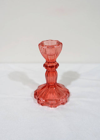 Glass Candlestick Holder, Taper Candle Stand, Tabletop Decor: Red Large