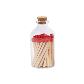 Colorful Apothecary Glass Jar of Matches (7 Color Options): Black & White