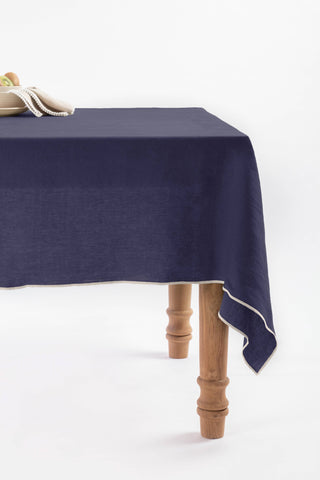 Linen Natural Needled Tablecloth: Moody Blue / 79"X55" / 200X140 CM