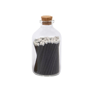 Colorful Apothecary Glass Jar of Matches (7 Color Options): Black & White