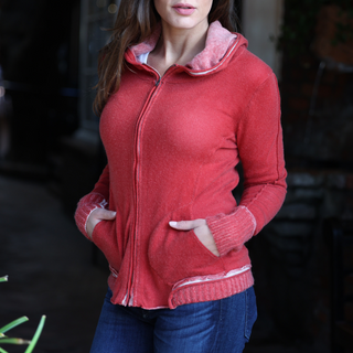 ELLEN CASHMERE HOODIE - Simple Laguna (Women's Cashmere) - BERRY RED