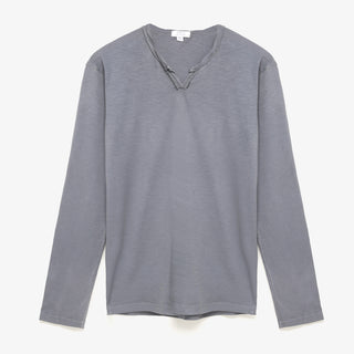 MEN'S LONG SLEEVE NOTCH - Simple Laguna (MEN'S T-SHIRT) - GRAY